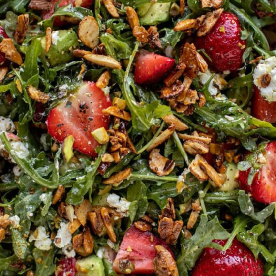 Strawberry Goat Cheese, Candied Pecan Spring Salad